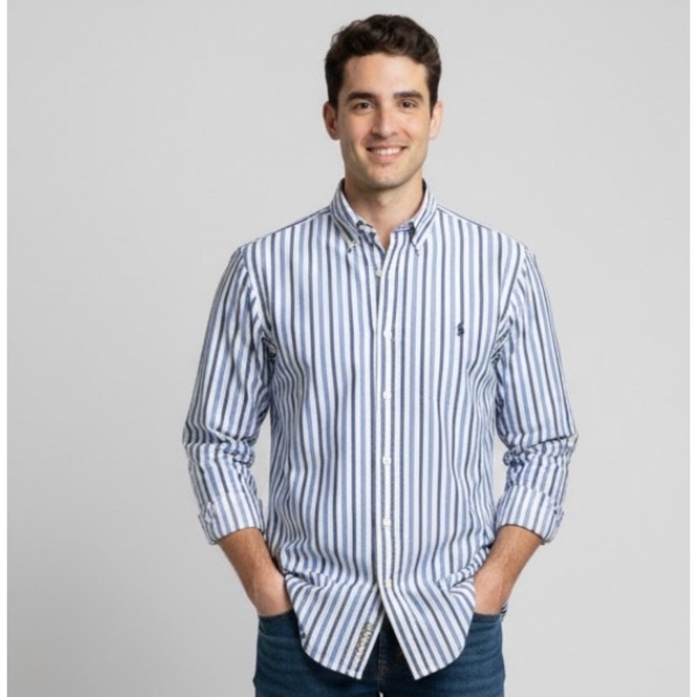 Ralph Lauren Yarmouth‎ Oxford Preppy Button Down Shirt Men 15 1/2 32/33 Stripes